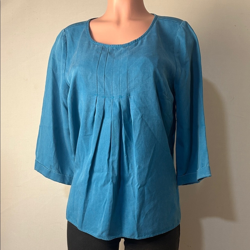 Soft Surroundings Women’s Top Tunic 3/4 Sleeve Front Pleat Size SP